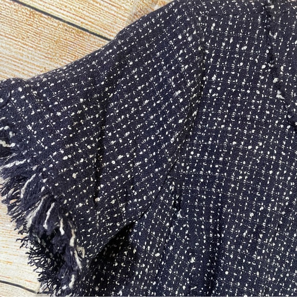 ELIZA J tweed fit flare fit frayed detail blue dress women Size 12 - Picture 5 of 13